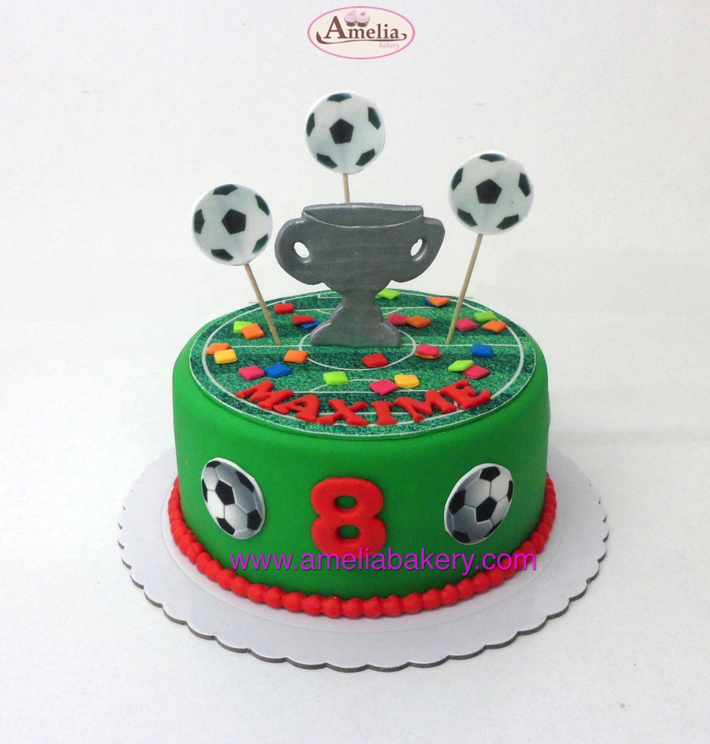 Tarta Fondant cumpleaños Futbol - Amelia Bakery