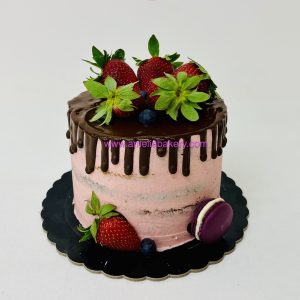 Pastel Fresa ó Frambuesa drip cake con Frutas