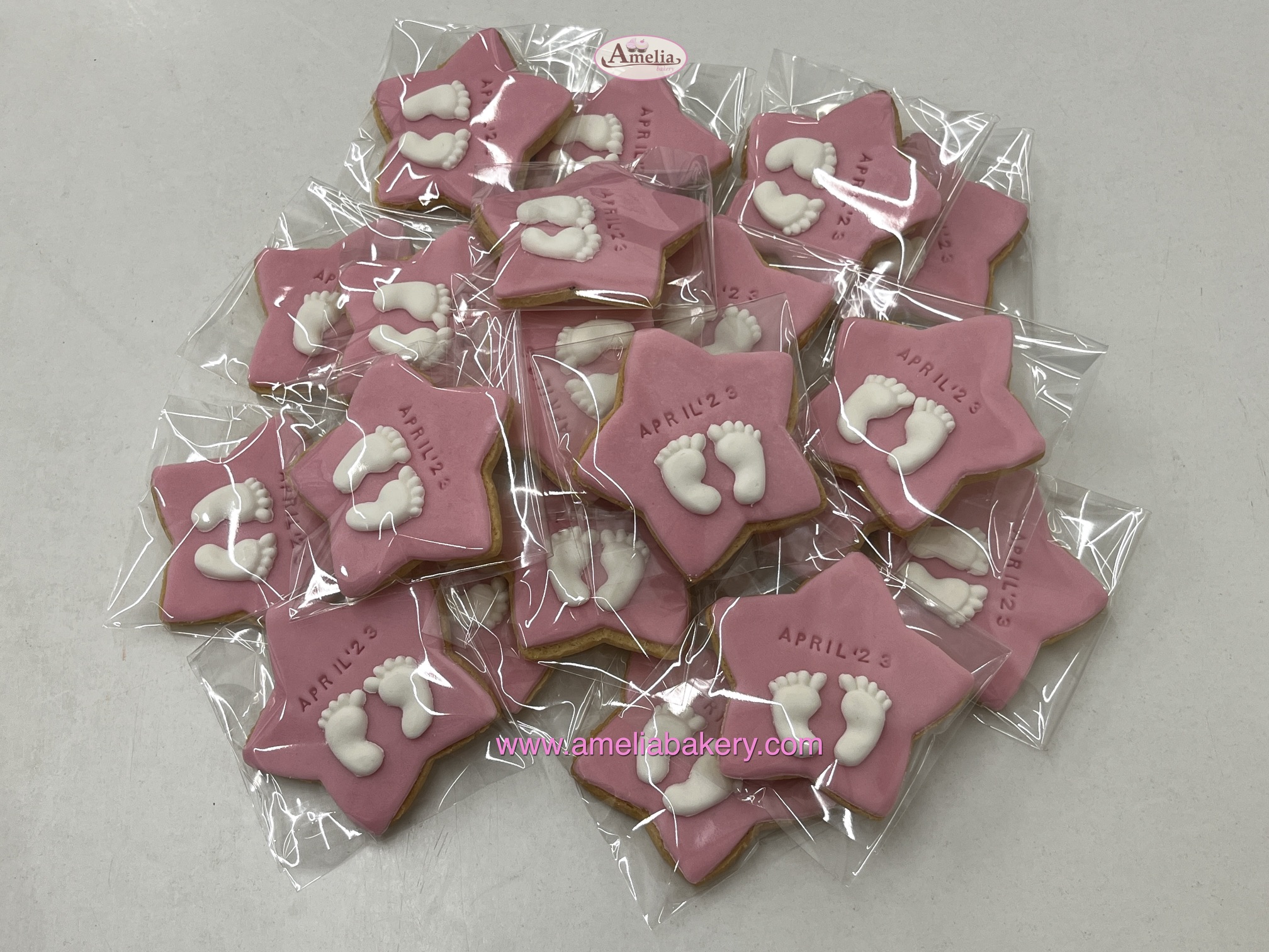 Galletas-baby-shower-estrella-con-pies-rosa