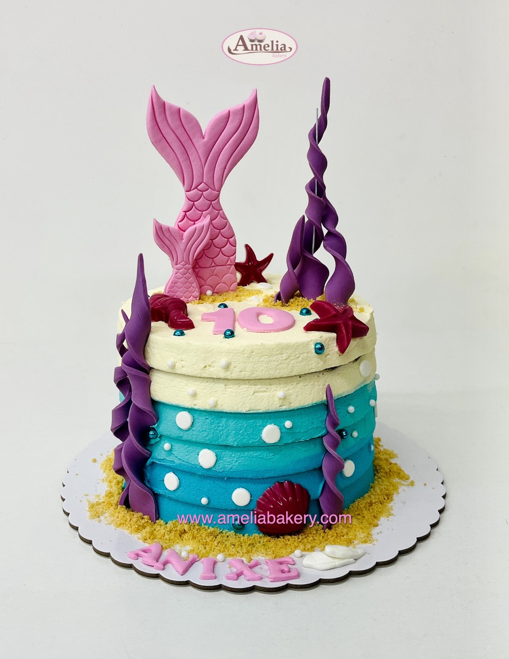 Pastel-buttercream-cola-de-sirena-2-colores-Amelia-Bakery