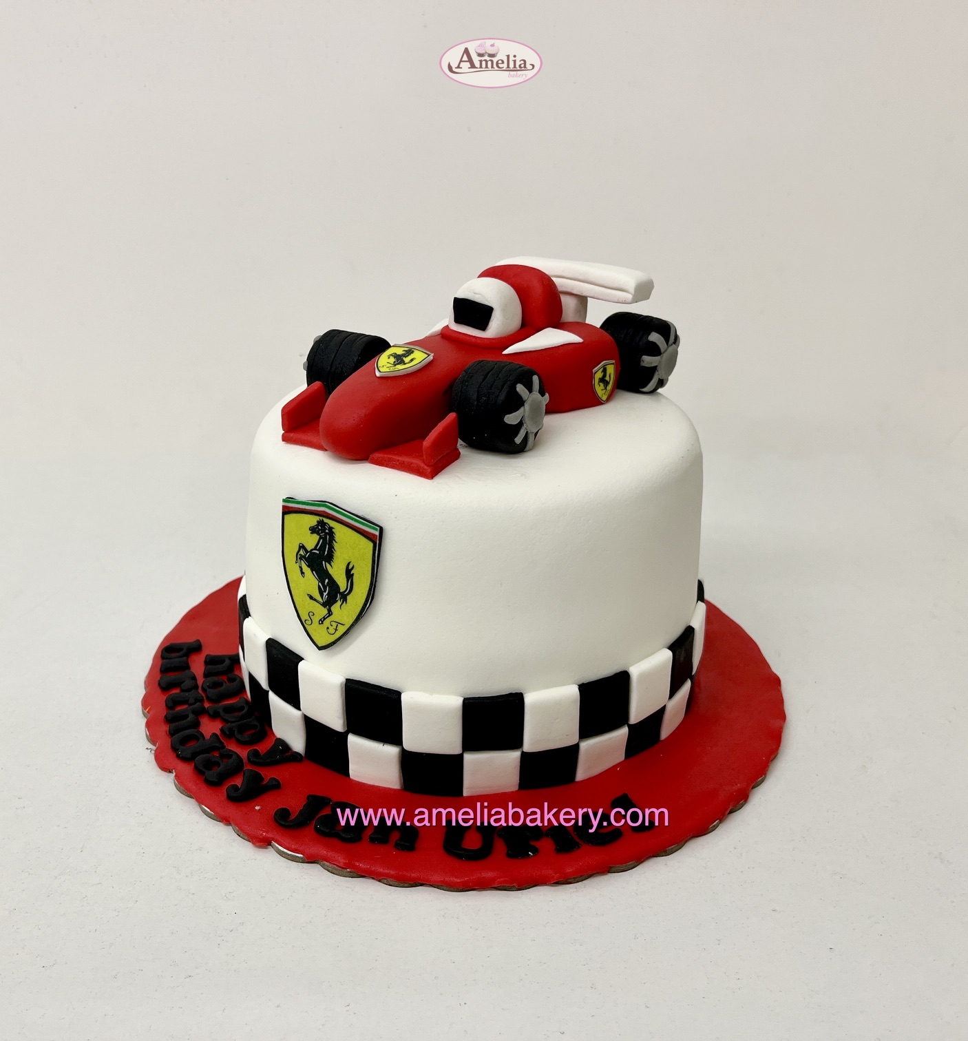 Tarta-fondant-coche ferrari-3d-infantil