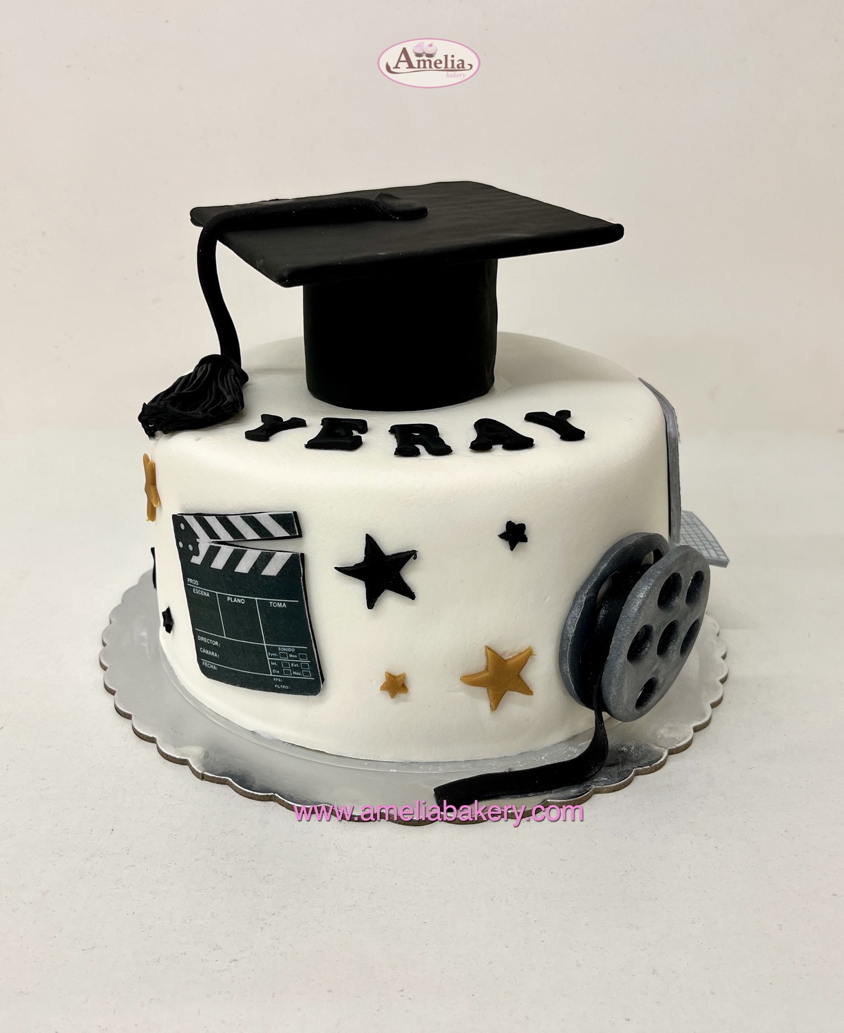 Tarta-fondant-graduacion-birrete -cine