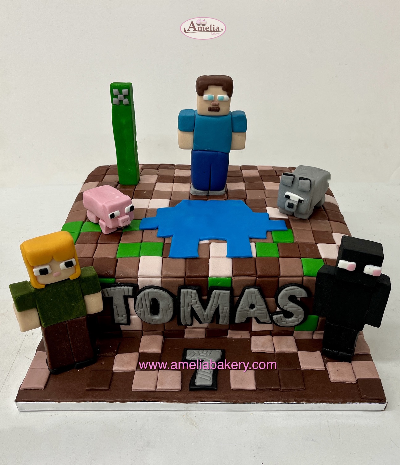 Tarta fondant minecraft personajes 3d