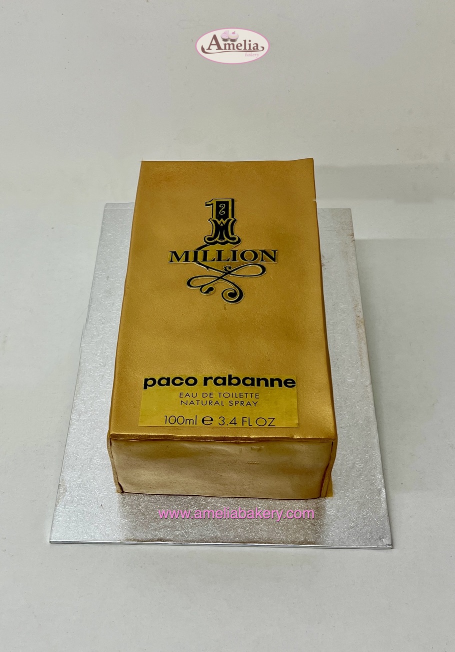 Tarta fondant Caja perfume One Millon Paco Rabanne