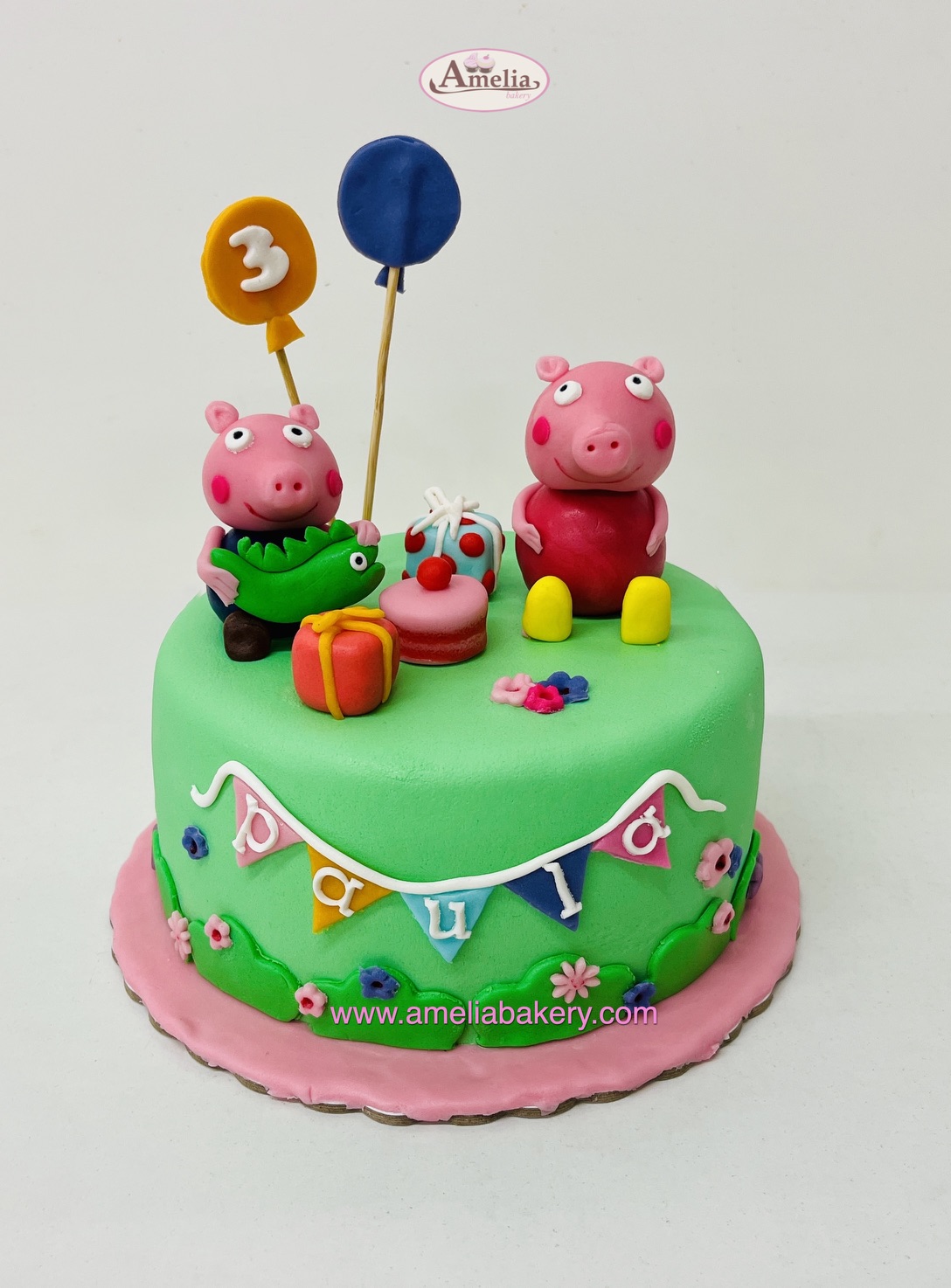 Tarta-cumpleaños fondant peppa-pig-george-3d